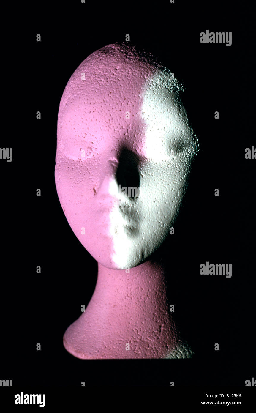 Dummy head in projected light pattern conceptual mind image Stock
