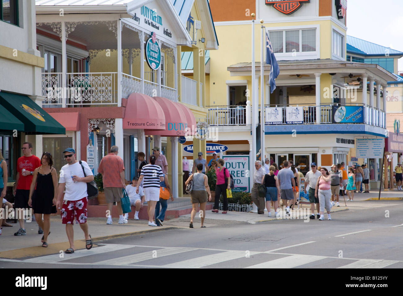 Downtown shopping tourist area of Georgetown Grand Cayman Cayman Islands in the Caribbean Stock Photo