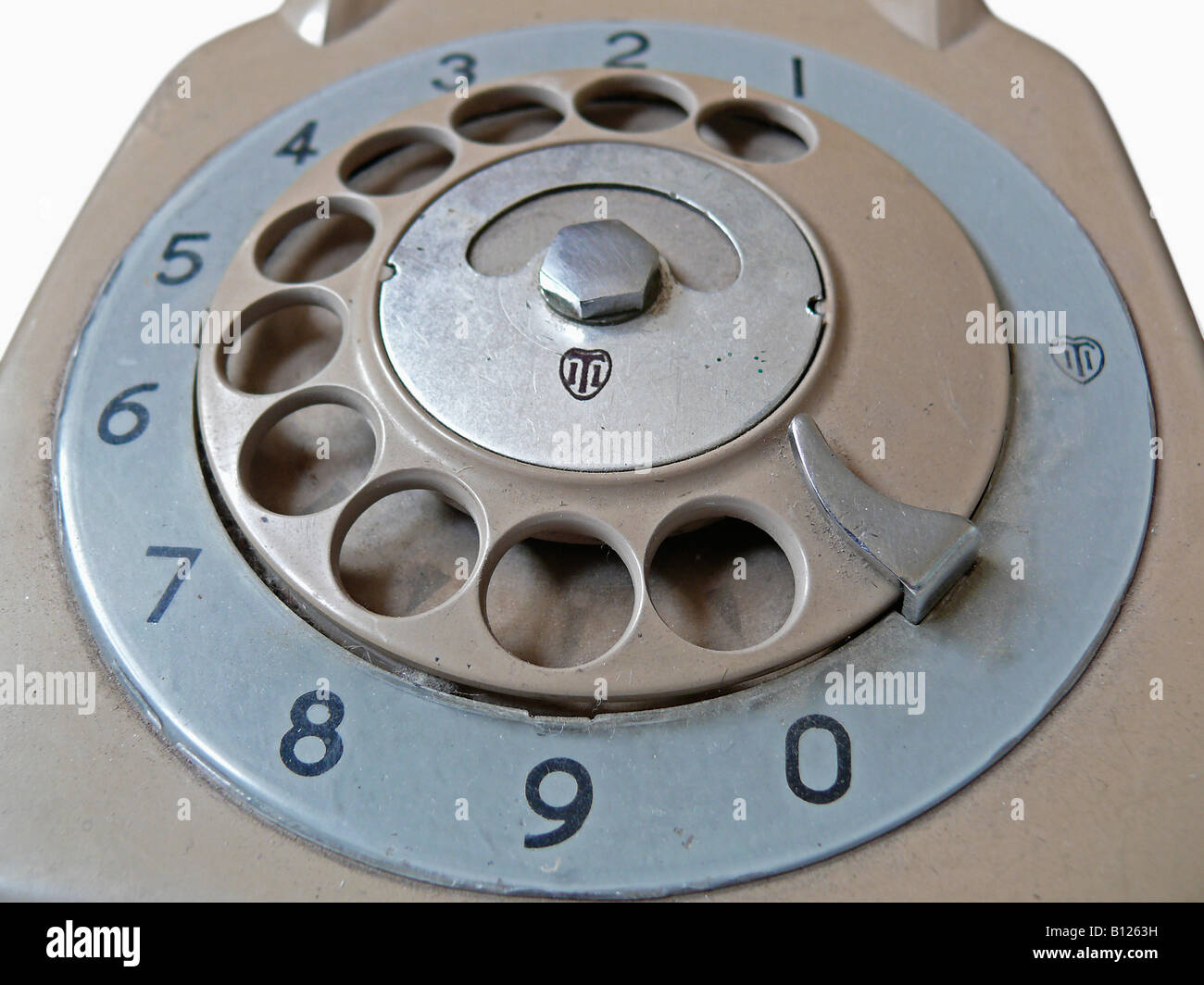 Grey telephone old fashioned dial Antique Stock Photo