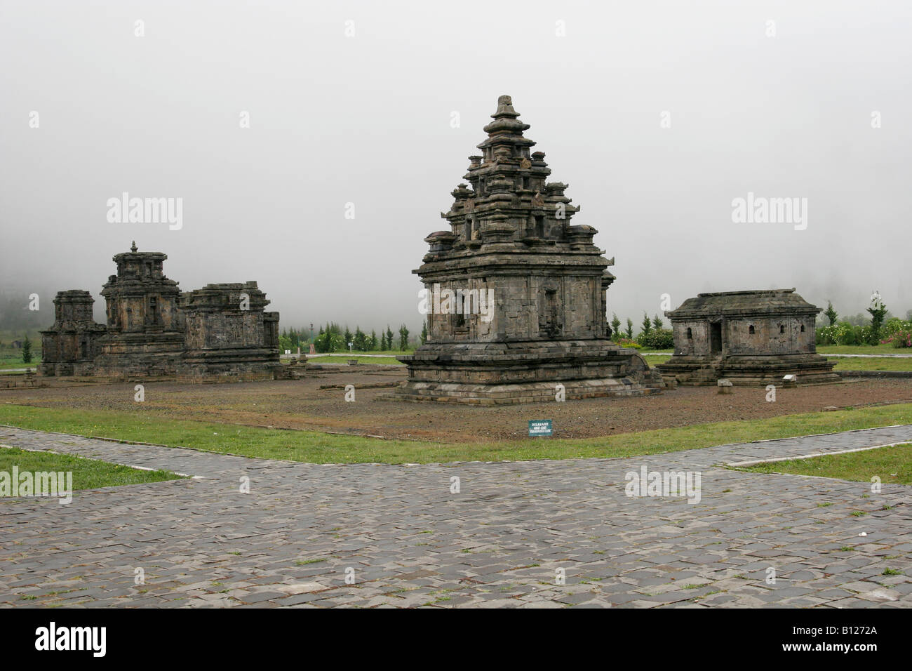 Hindu temples of Dieng Plateau, Java, Indonesia Stock Photo