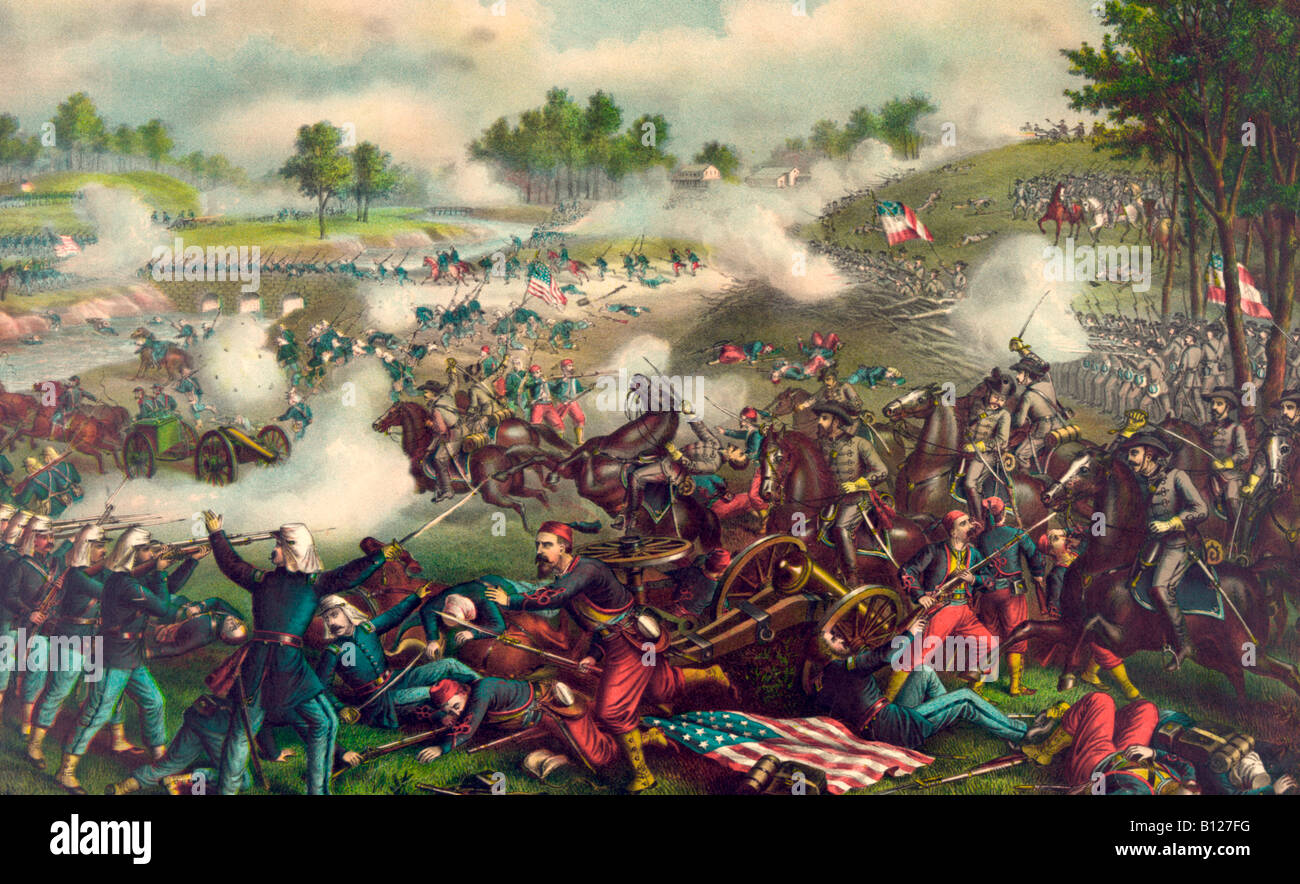 Battle of First Manassas (or First Bull Run) in USA Civil War Stock Photo