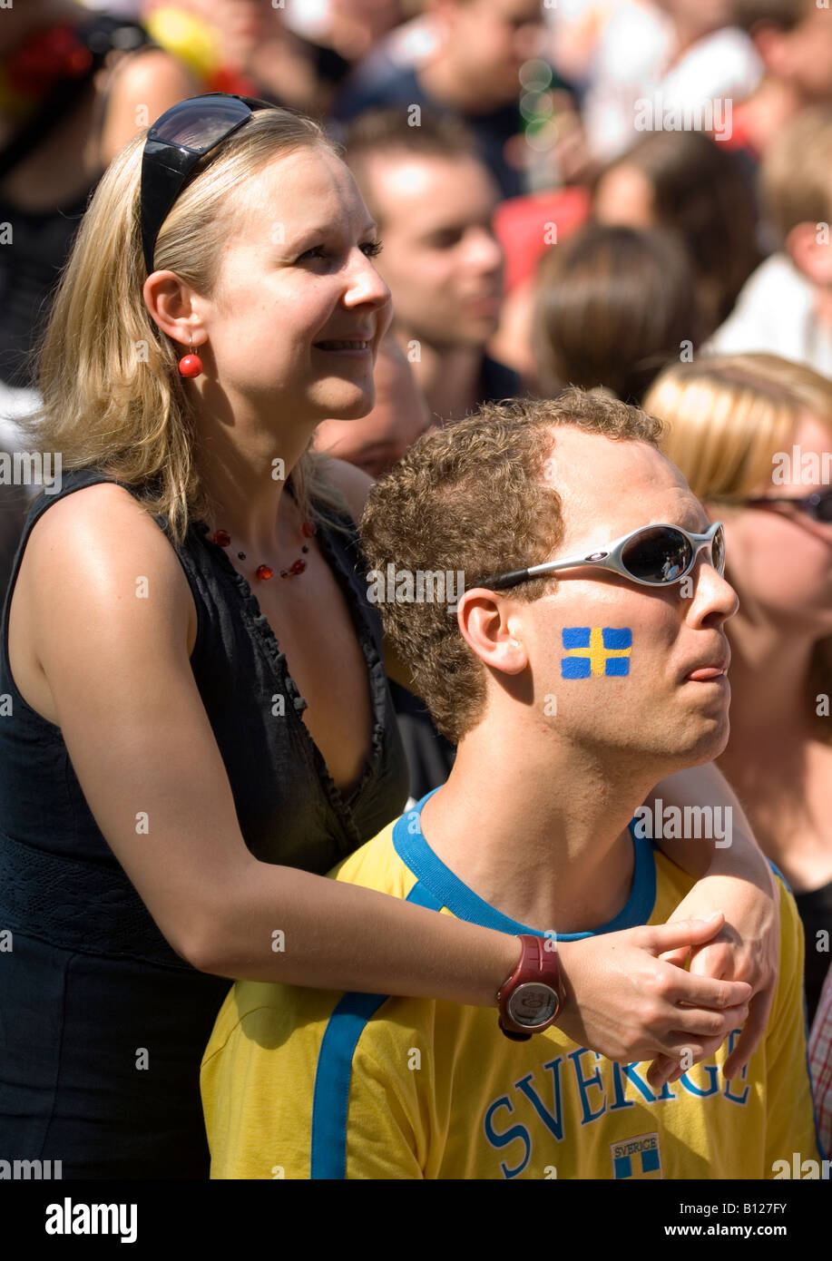 Swedish Football fans Stock Photo