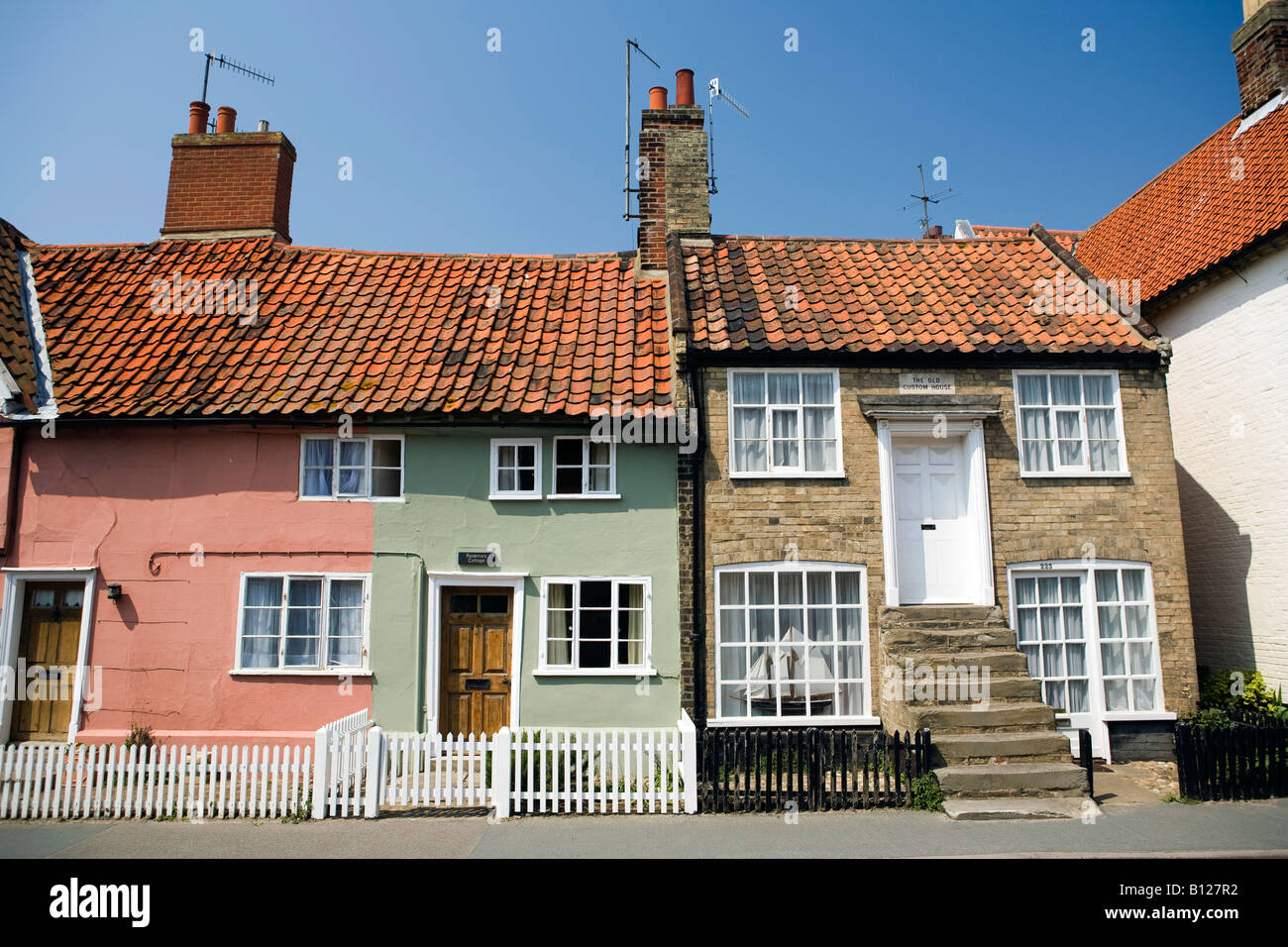 Uk England Suffolk Aldeburgh Slaughden Road Row Of Cottages