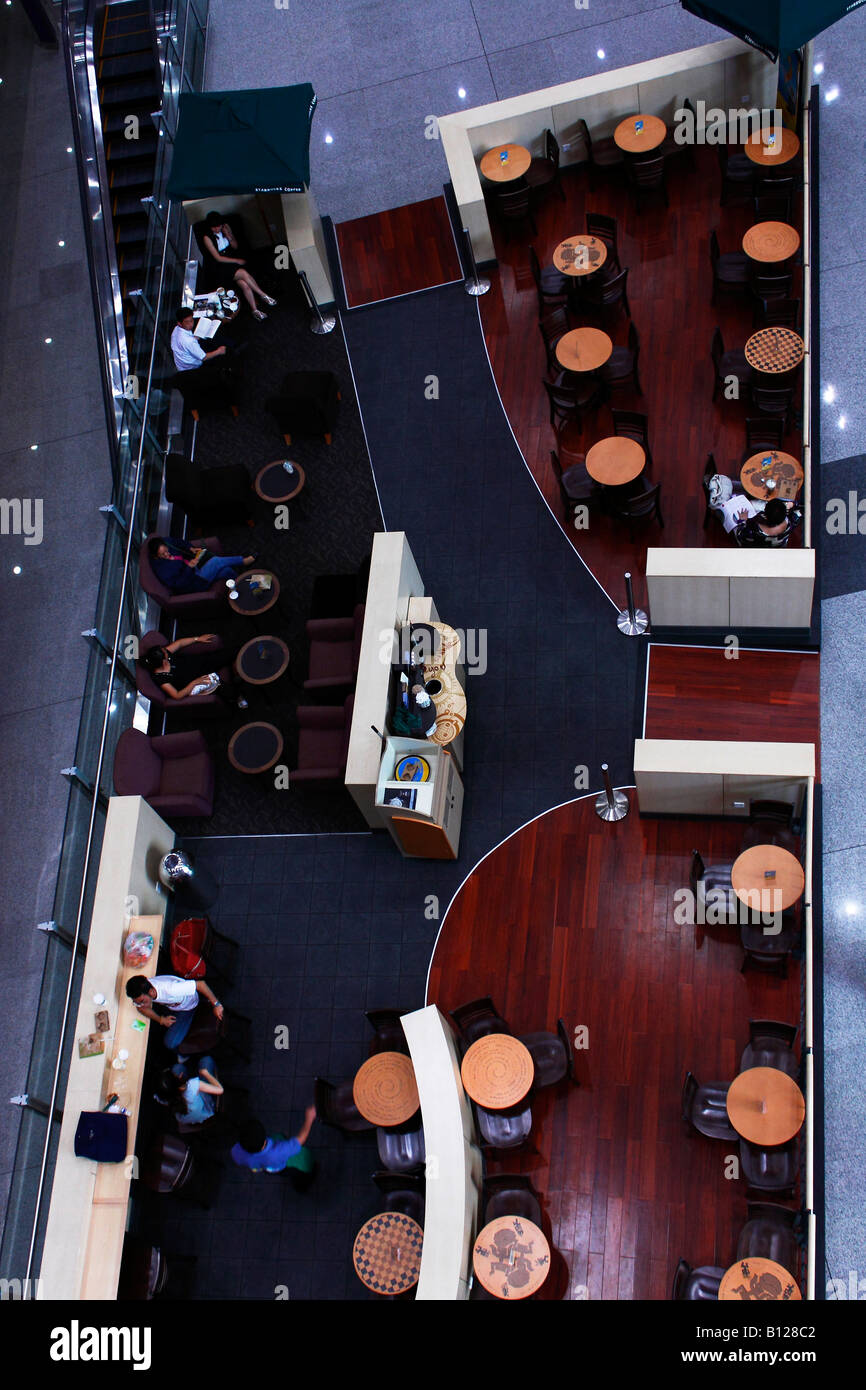 Sturbucs Café interior at Beijing Airport, China. Elevated shot. Stock Photo