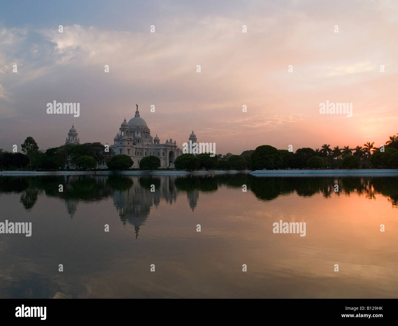 sunset at the Victoria Memorial in Calcutta Stock Photo