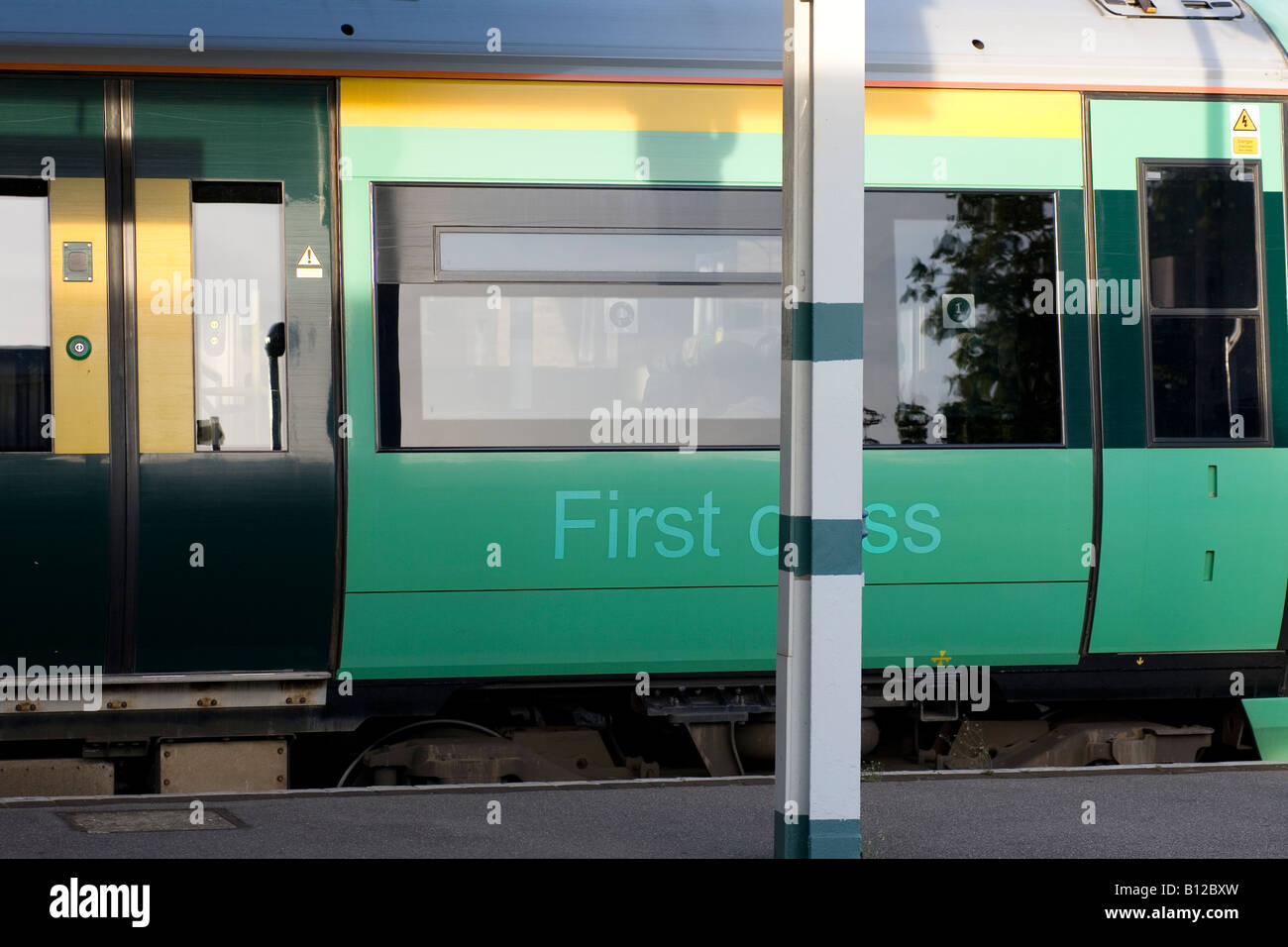 A train stands at the station Stock Photo Alamy