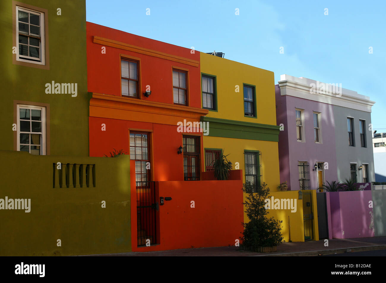 colourful houses in the city of Cape Town, south Africa, street ...