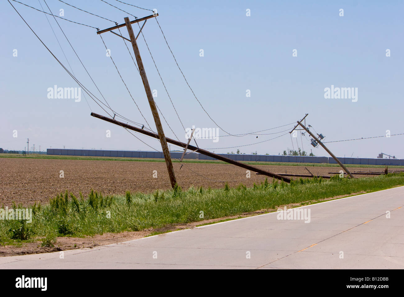 Power poles blown down near East 39th street in Kearney Nebraska May 30