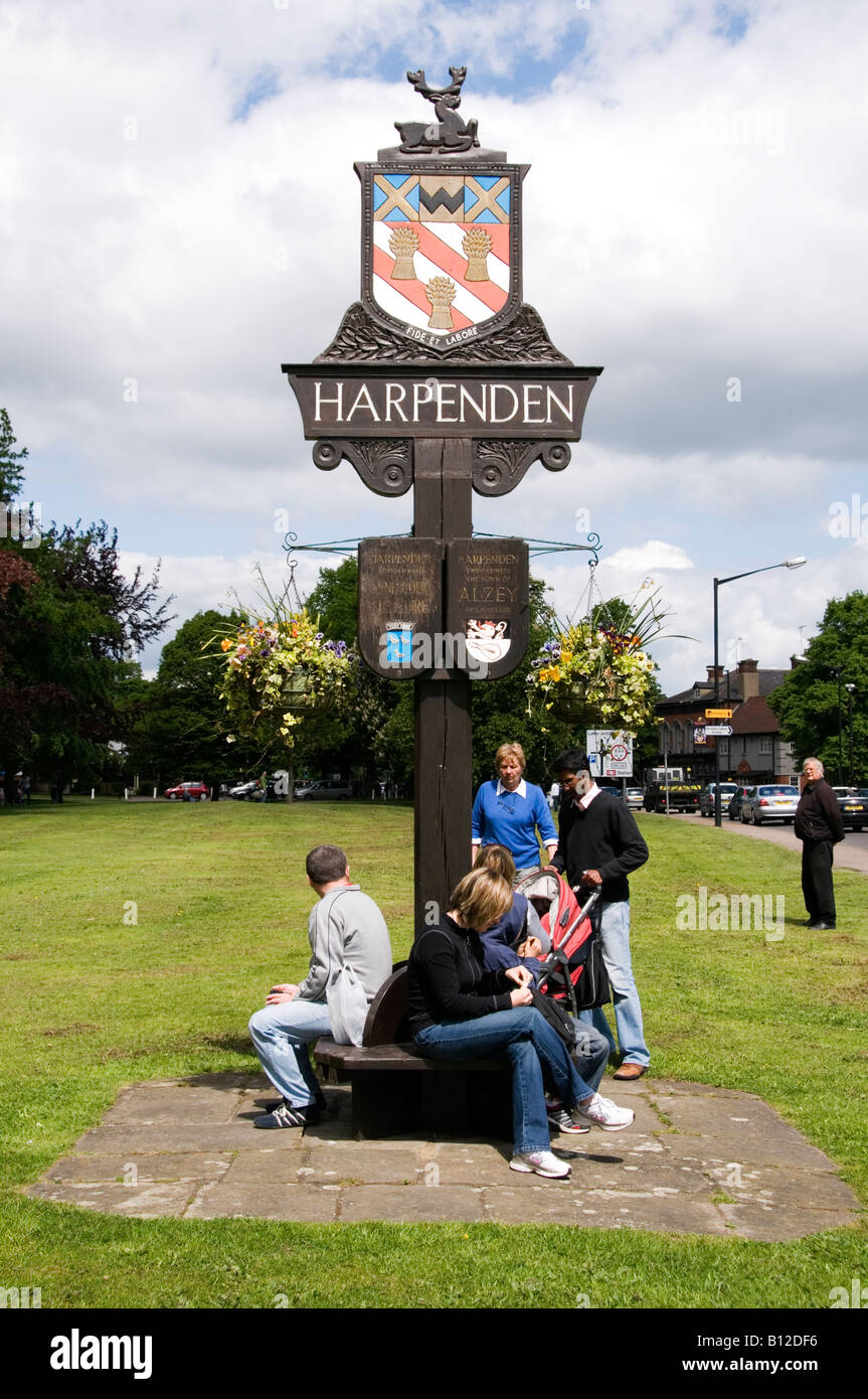 Harpenden town sign on Harpenden Common Stock Photo Alamy