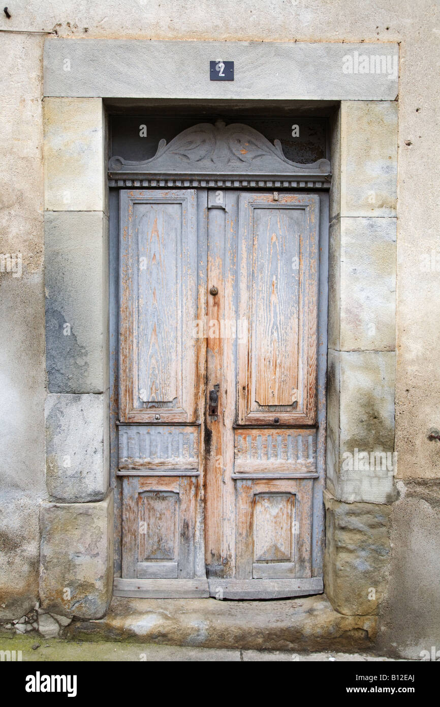 A French Mediterranean old wooden door typical of Southern France Stock ...