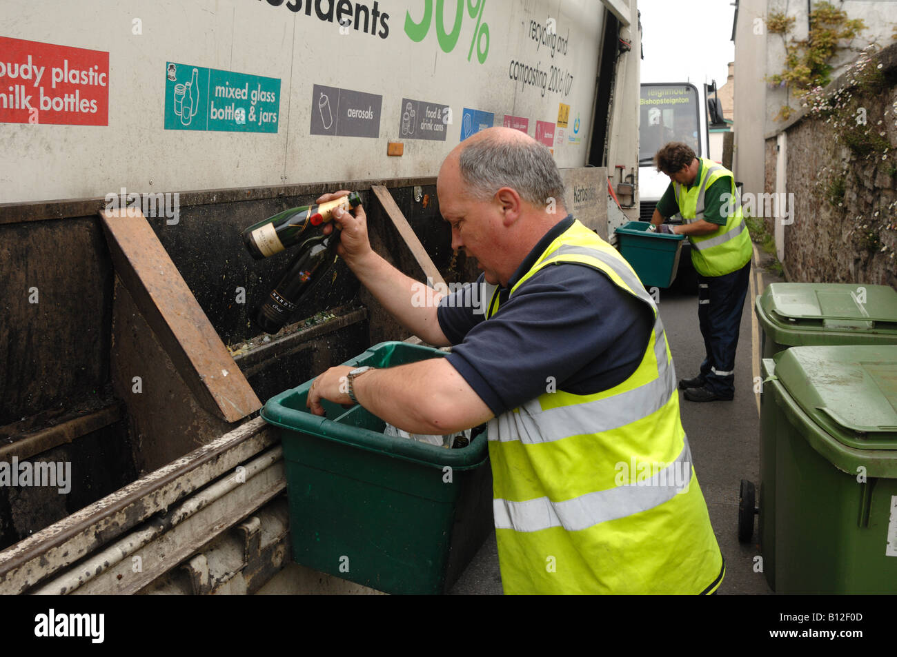 Kerbside recycling collections in Bishopsteignton Devon England Stock