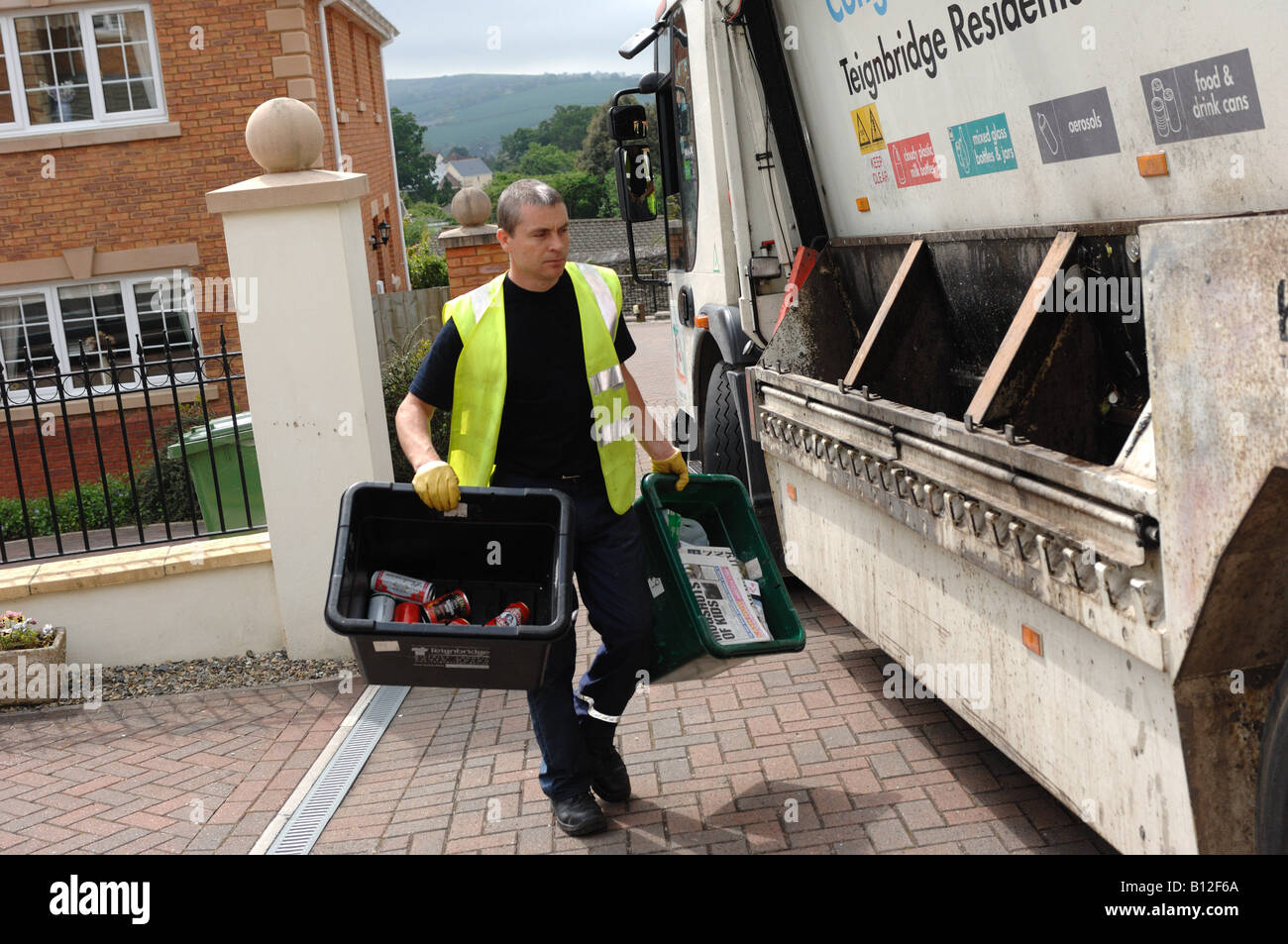 Kerbside recycling collections in Devon England Stock