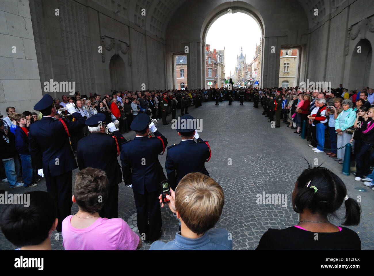 Last Post ceremony at Menin Gate in Ypres Belgium Stock Photo