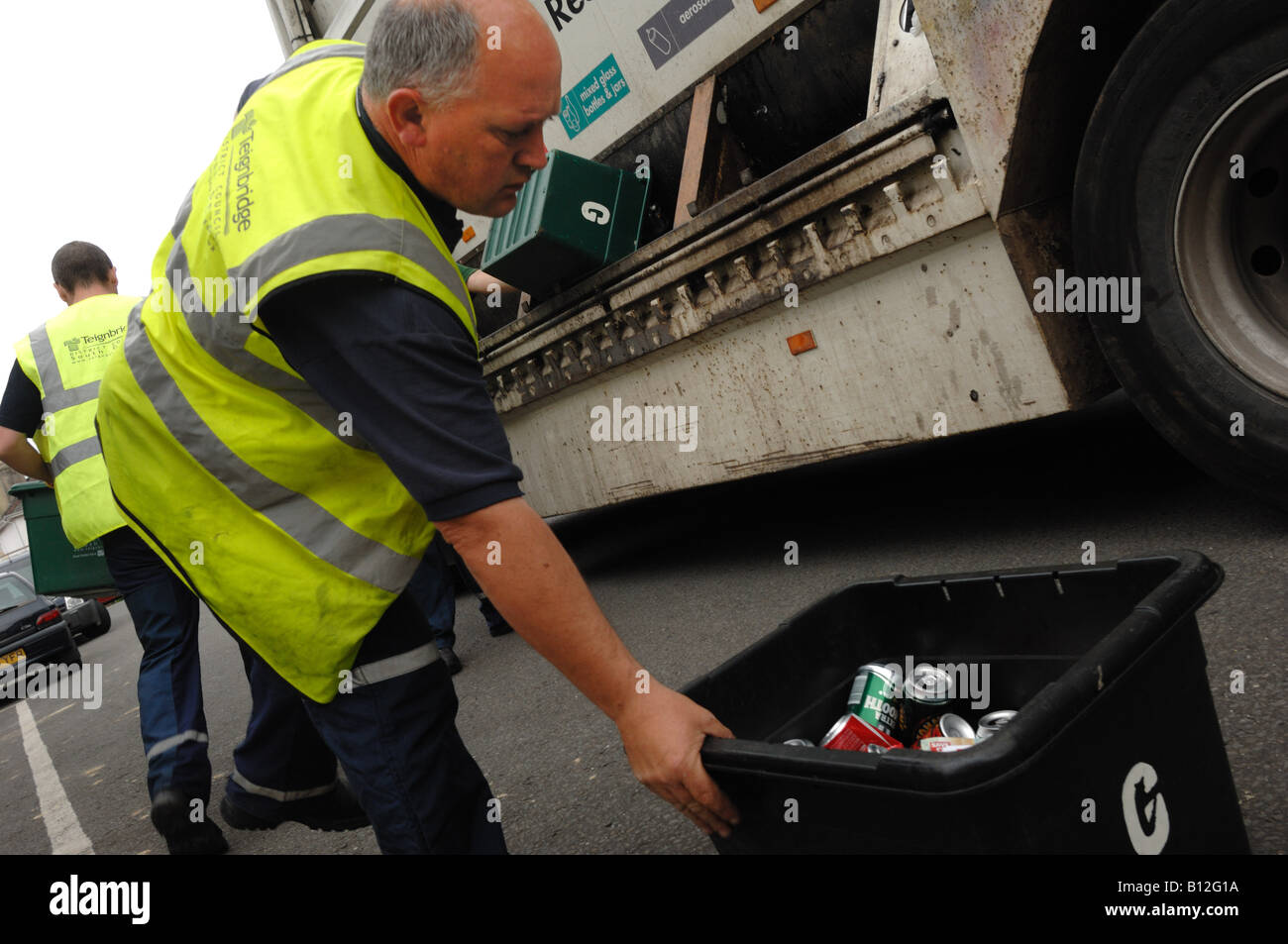 Kerbside recycling collections in Bishopsteignton Devon England Stock