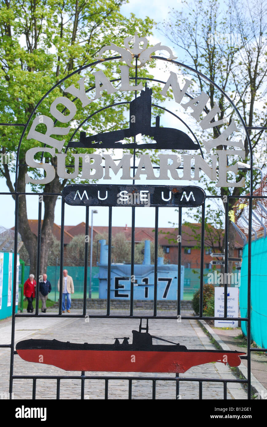 Entrance gate, Royal Navy Submarine Museum, Gosport, Hampshire, England