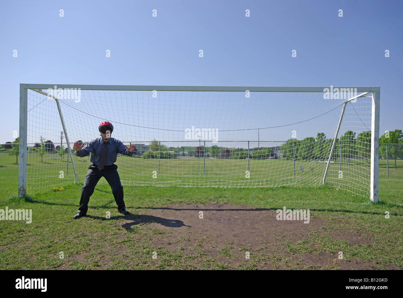 Football player defending the goal, concept Stock Photo - Alamy