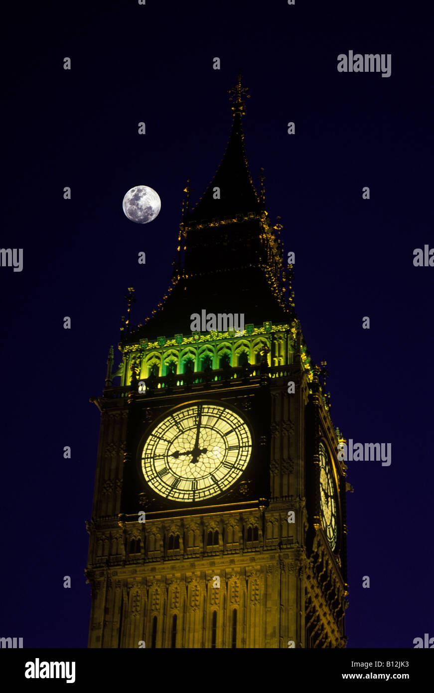 CLOCK FACE BIG BEN HOUSES OF PARLIAMENT LONDON ENGLAND UK Stock Photo