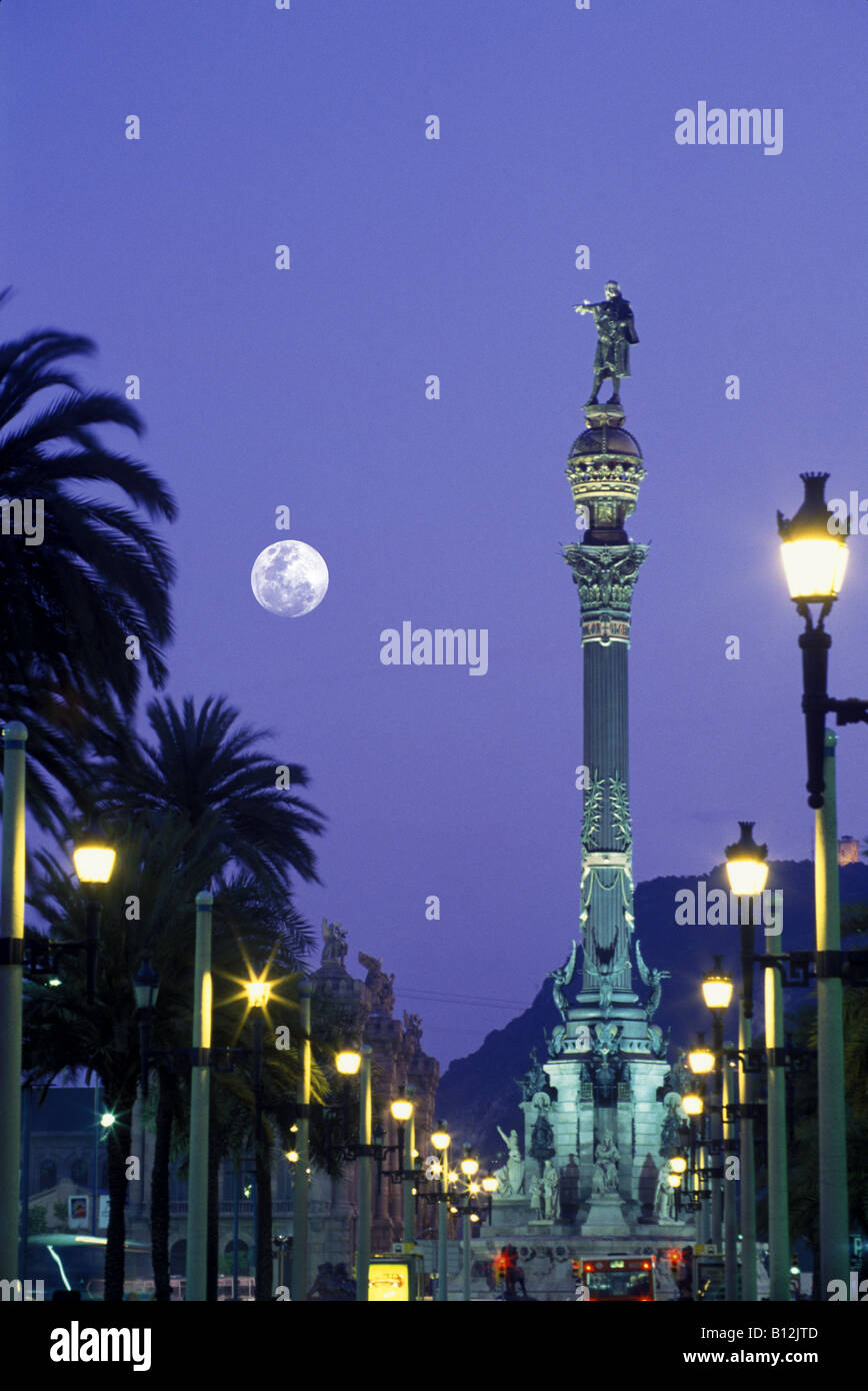 COLUMBUS COLUMN PAESEIG DE COLON BARCELONA CATALONIA SPAIN Stock Photo ...