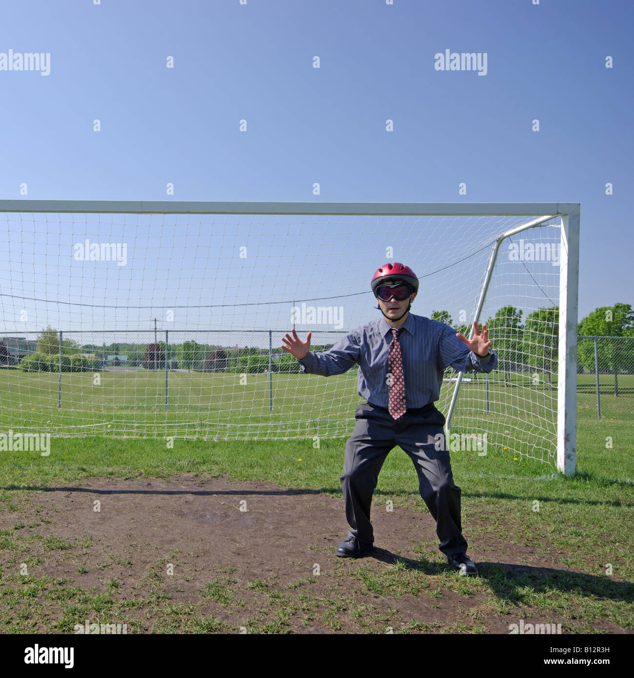 Football player defending the goal, concept Stock Photo - Alamy
