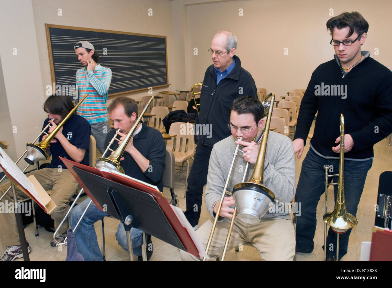Members of the Maria Schneider Jazz Orchestra conduct a brass seminar ...