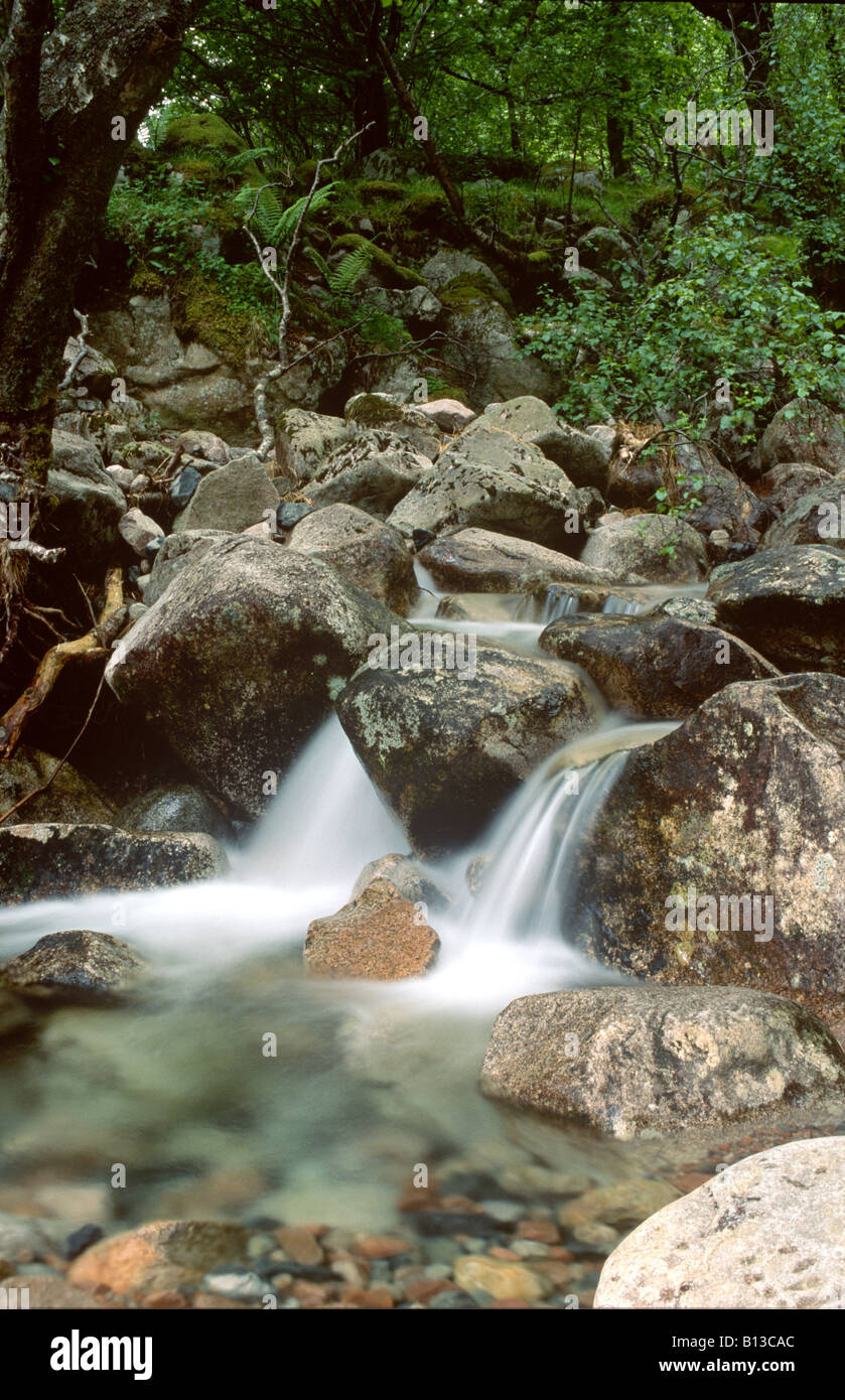 Very Small waterfall in Glen Nevis, Scotland Stock Photo