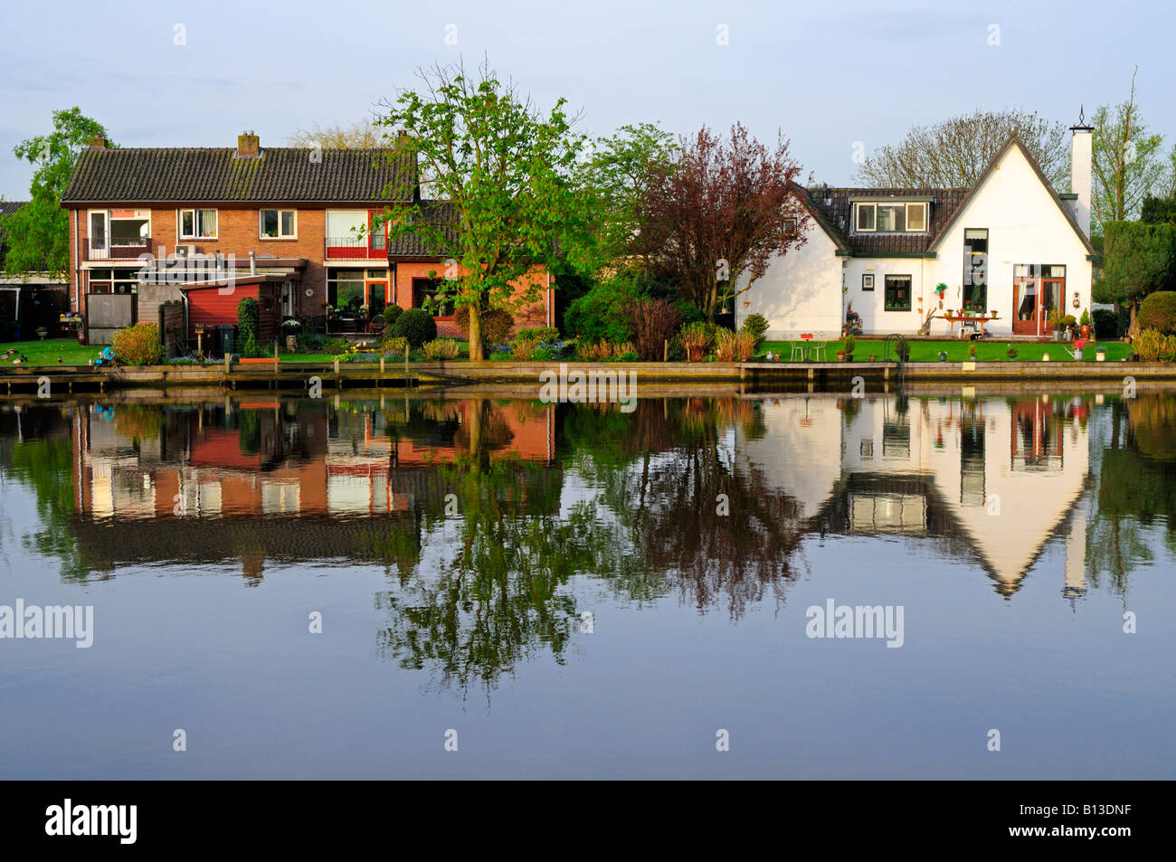 Dutch houses at Vecht river Vreeland The Netherlands Europe Stock Photo