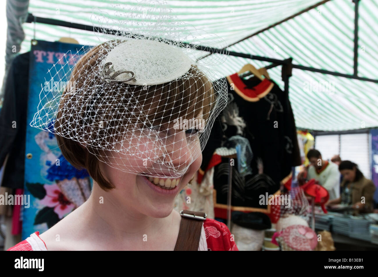 small hat with veil Stock Photo 