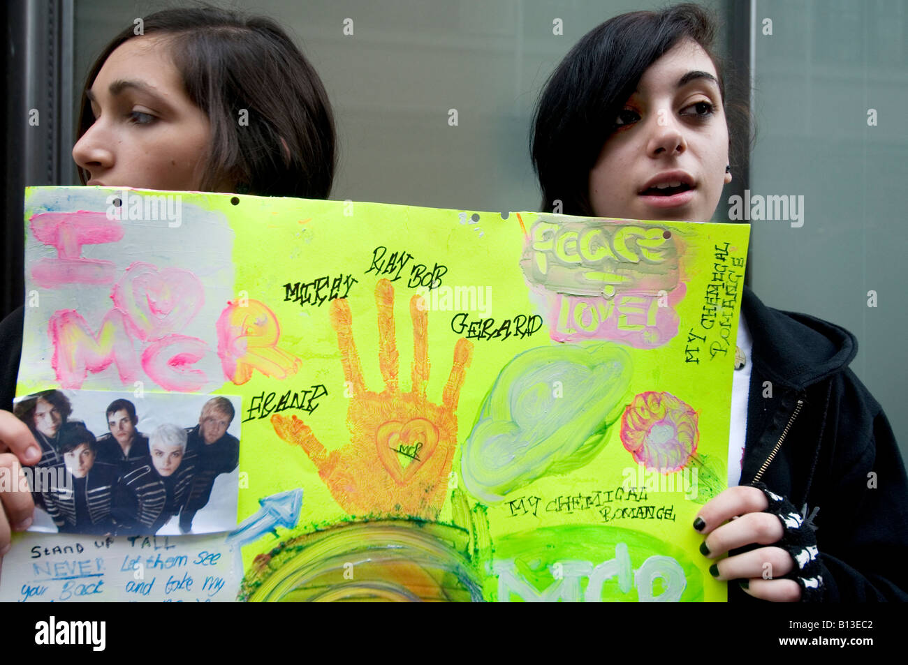 Demonstration by Emos, fans of My Chemical Romance,after the Daily Mail said the band encouraged suicide Stock Photo