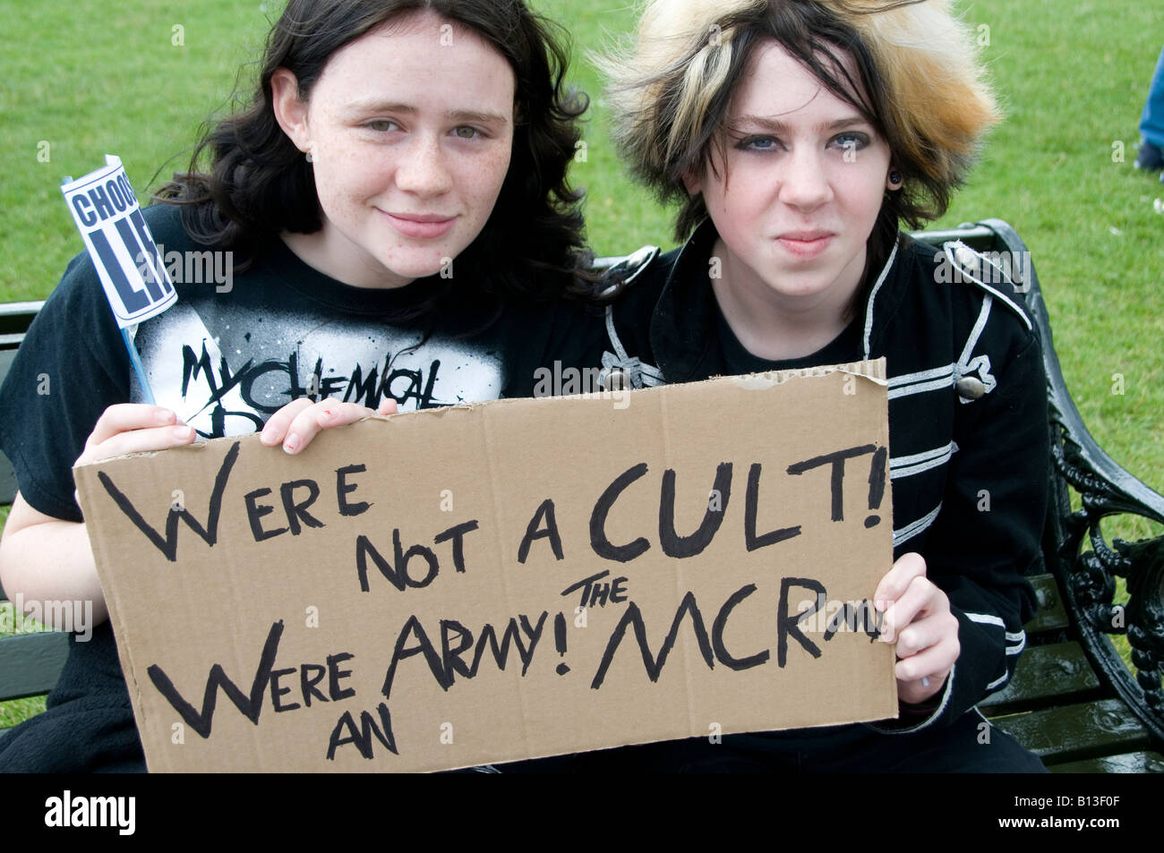 Demonstration by Emos, fans of My Chemical Romance,after the Daily Mail  said the band encouraged suicide Stock Photo - Alamy