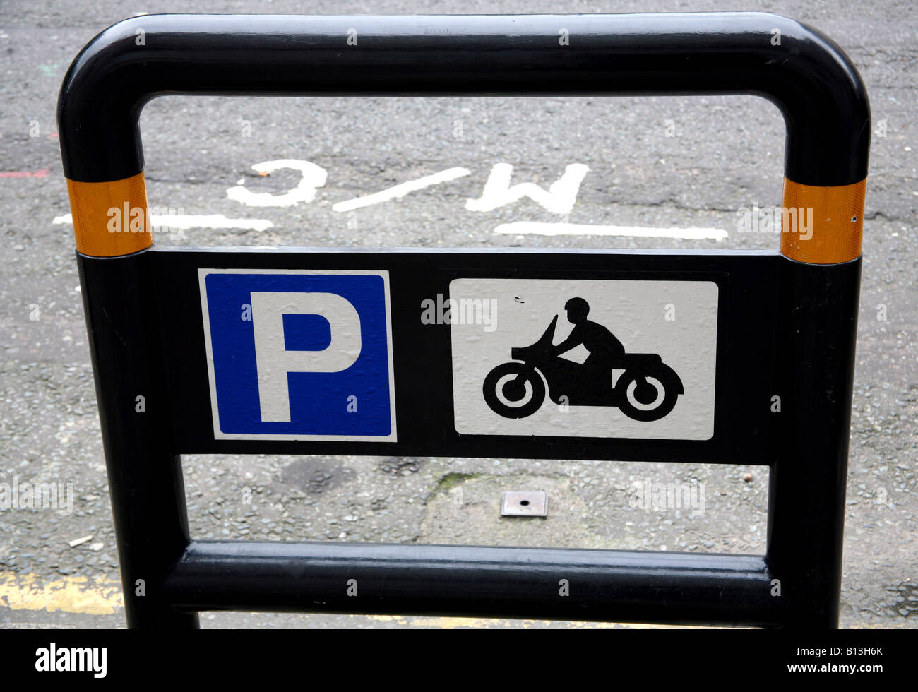 Motorcycle parking sign motorbike hires stock photography and images