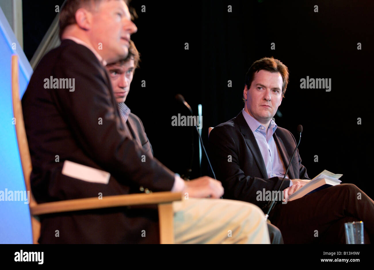 (L-R) Sir Sherard Cowper-Coles, Rory Stewart and George Osborne MP discuss Afghanistan at The Guardian Hay Festival 2008 Stock Photo