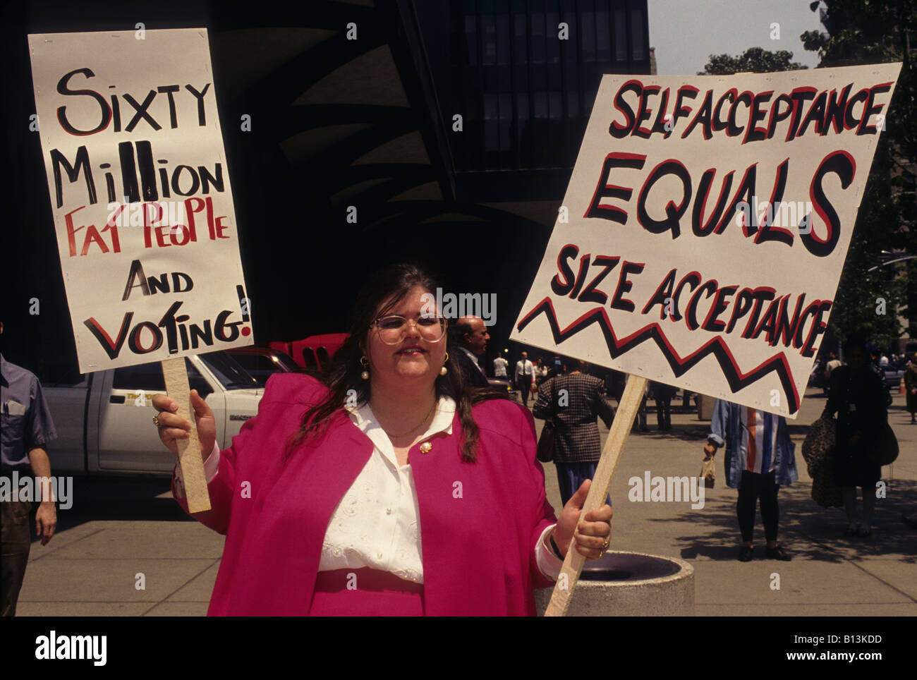 New York NY 29 May 1993 National Association for the Advancement of Fat Acceptance rally in Tobin Plaza Stock Photo