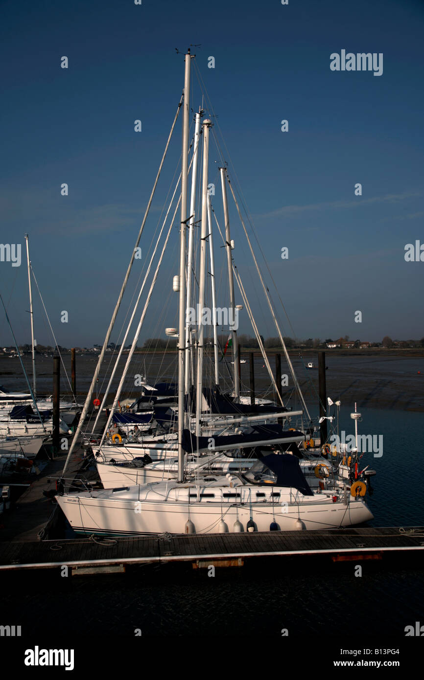 Sea going pleasure boats Hayling Island Marina Hampshire England Britain UK Stock Photo