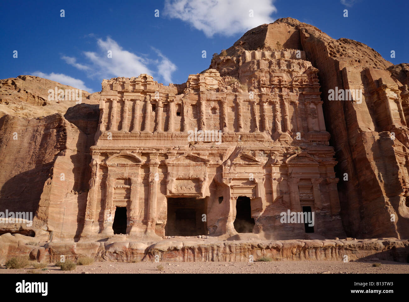 Palace Tomb The Royal Tombs carved out of the west face of al Khubtha mountain Nabataean ancient town Petra Jordan Arabia Stock Photo