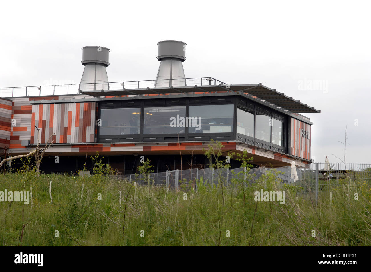The visitor centre at Rainham Marshes RSPB reserve in Essex Stock Photo