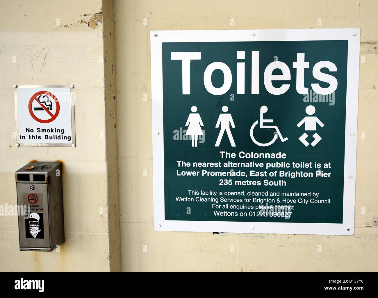 Public toilet sign on Brighton seafront UK Stock Photo Alamy