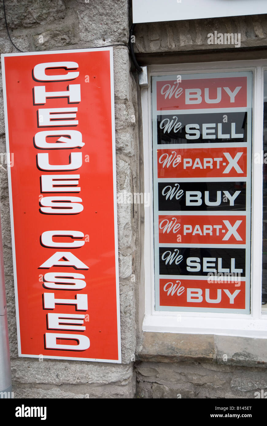 second hand shop signs Stock Photo