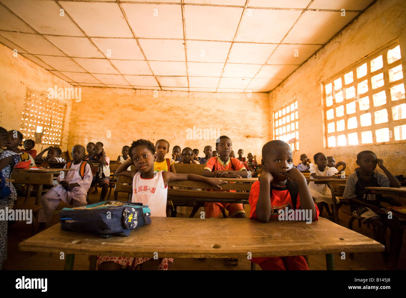 Children attend class at the Idrissa Diouf primary school in Bignona Senegal on Tuesday June 12 2007 Stock Photo
