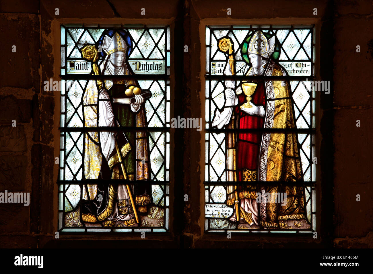 Stained Glass Window inside Chichester Cathedral West Sussex England