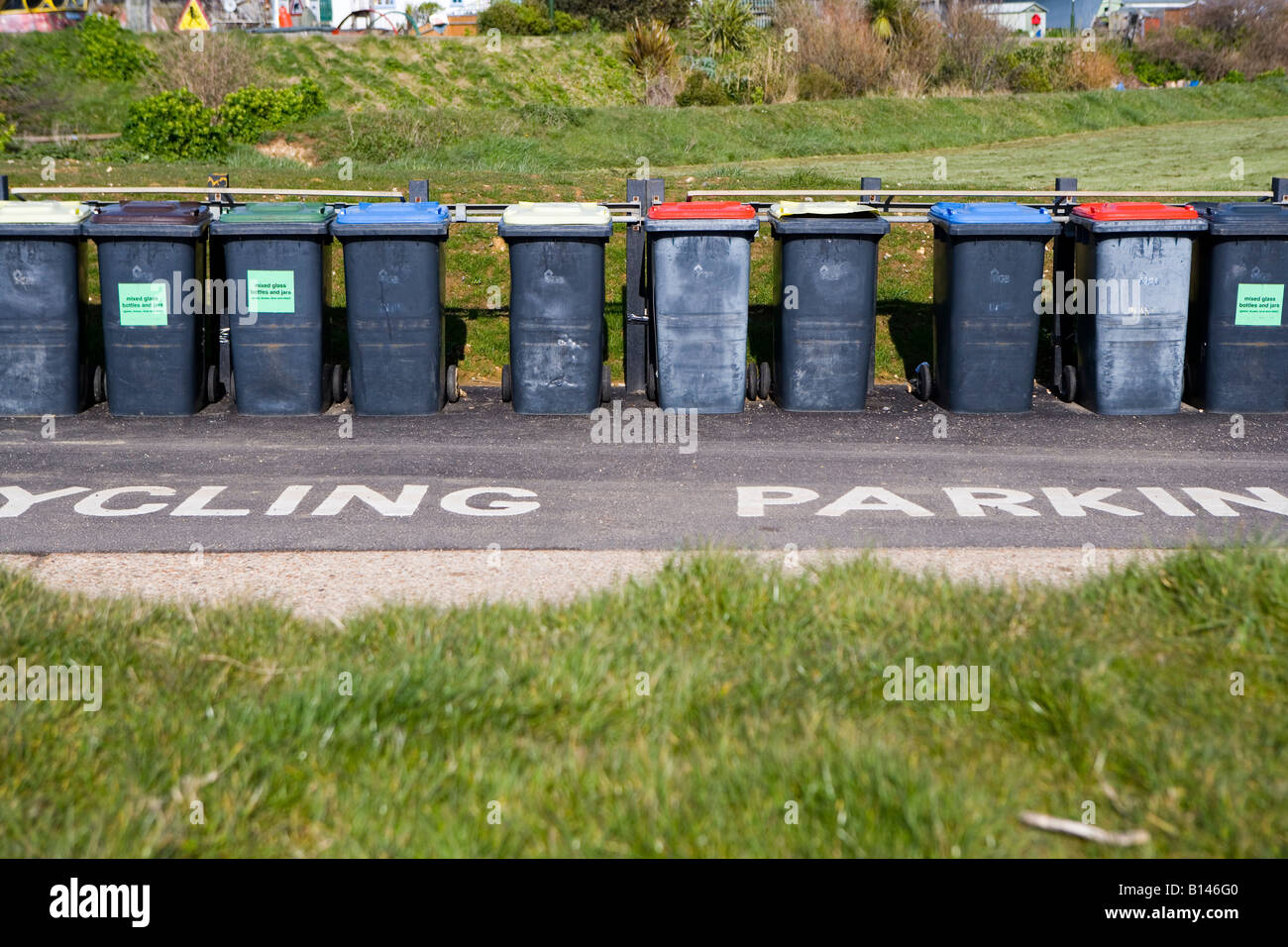 Recyling bins UK Stock Photo Alamy