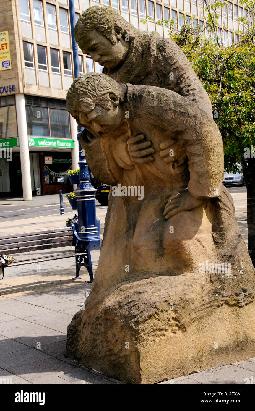 The Good Samaritan statue which stand in front of the The Town Hall in
