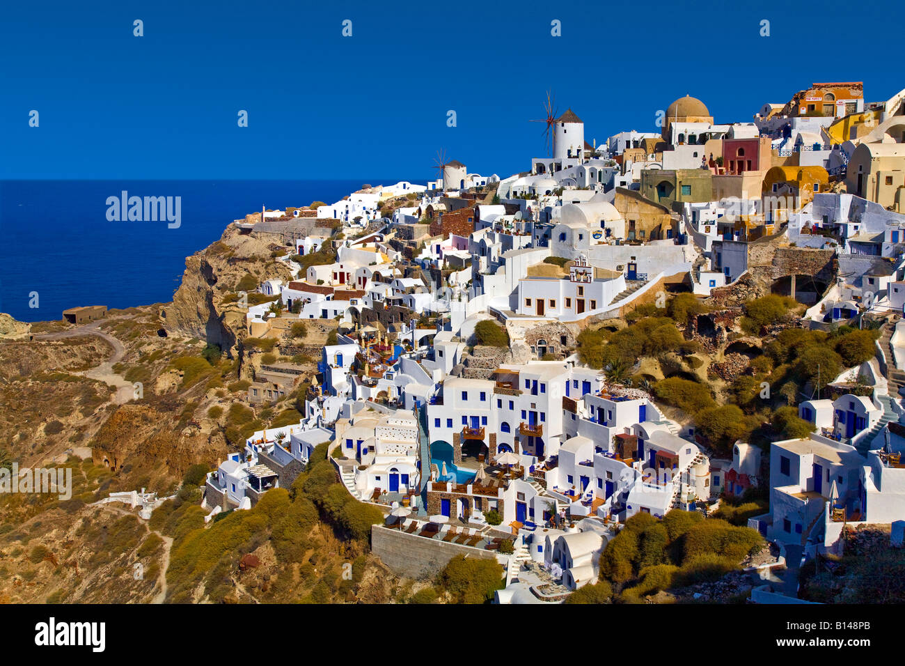 City with ocean view Oia Santorini Greece Stock Photo