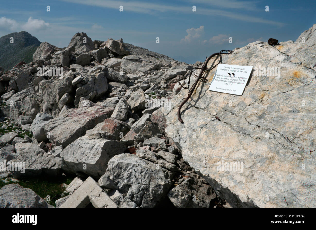 Rubble on the Batognica Ridge near Mount Krn, Kobarid, Slovenia. Stock Photo