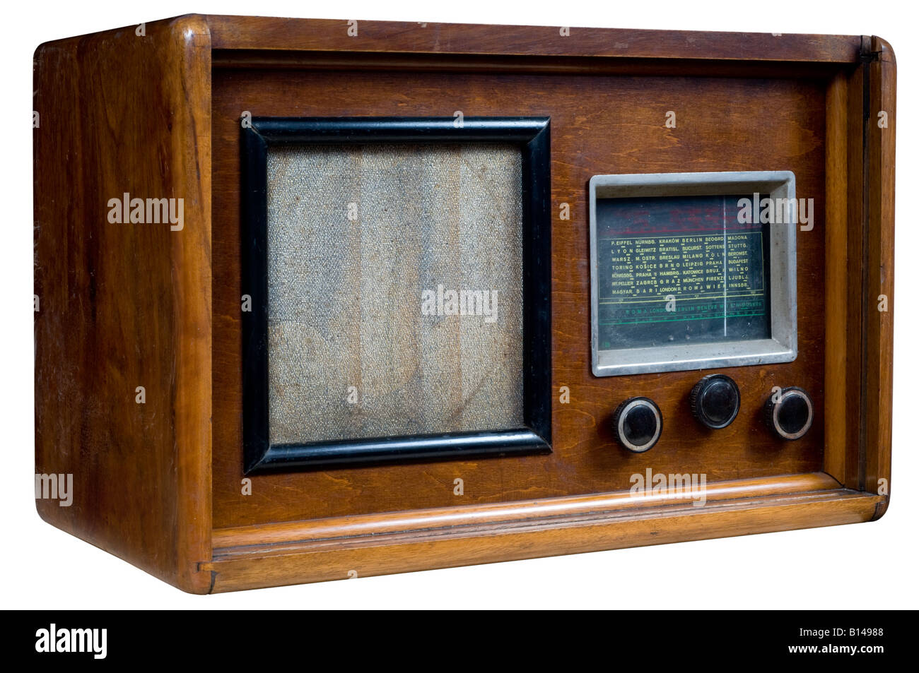 Old wooden radio on white background Stock Photo - Alamy