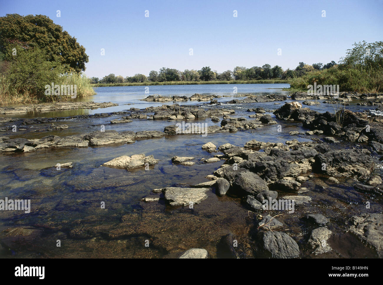 geography / travel, Namibia, landscapes, Kavango River near Pop Falls, Northern Namibia, Additional-Rights-Clearance-Info-Not-Available Stock Photo