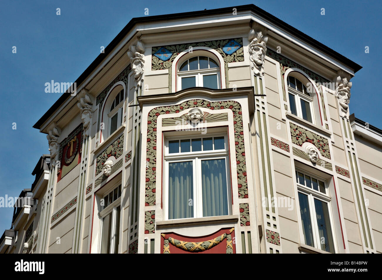 Art Nouveau facade in Wiesbaden city centre, Germany Stock Photo