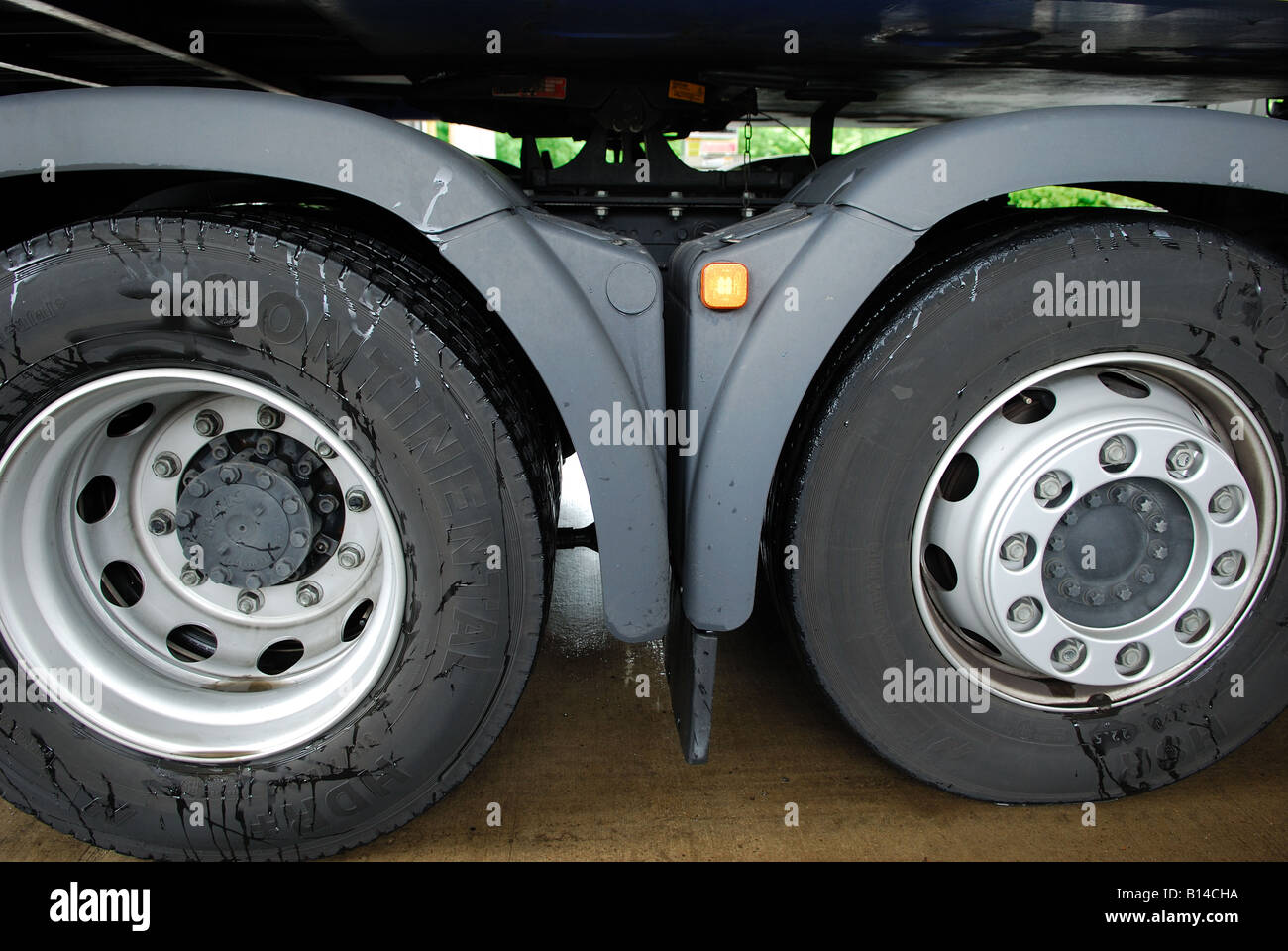Hgv Tyres Double Axle. Stock Photo