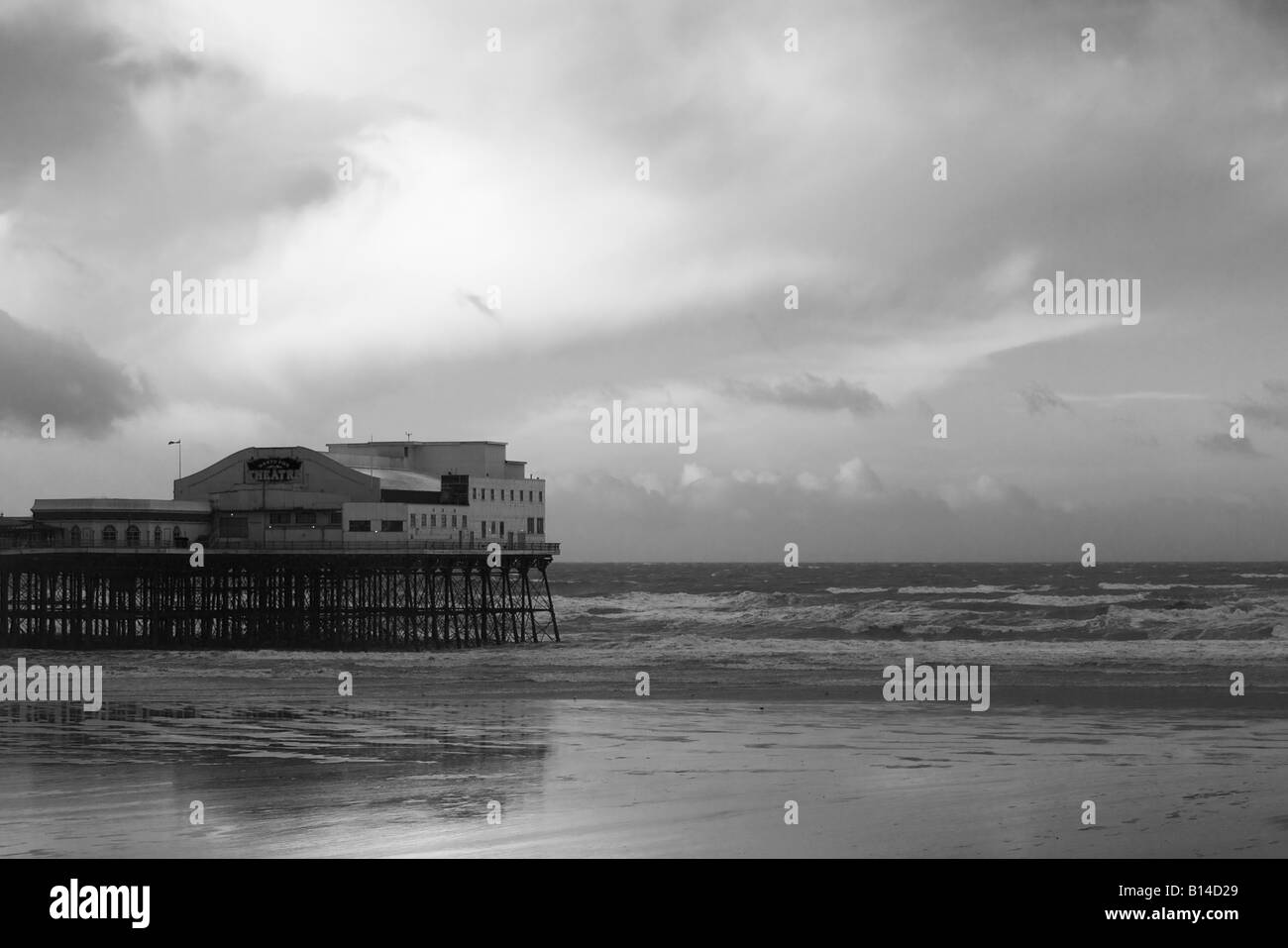Blackpool's North Pier on a stormy winter day 2008 Stock Photo