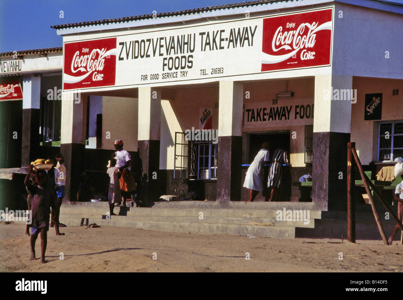 geography / travel, Zimbabwe, trade, Take-Away shop beside road in Eastern Zimbabwe, Additional-Rights-Clearance-Info-Not-Available Stock Photo