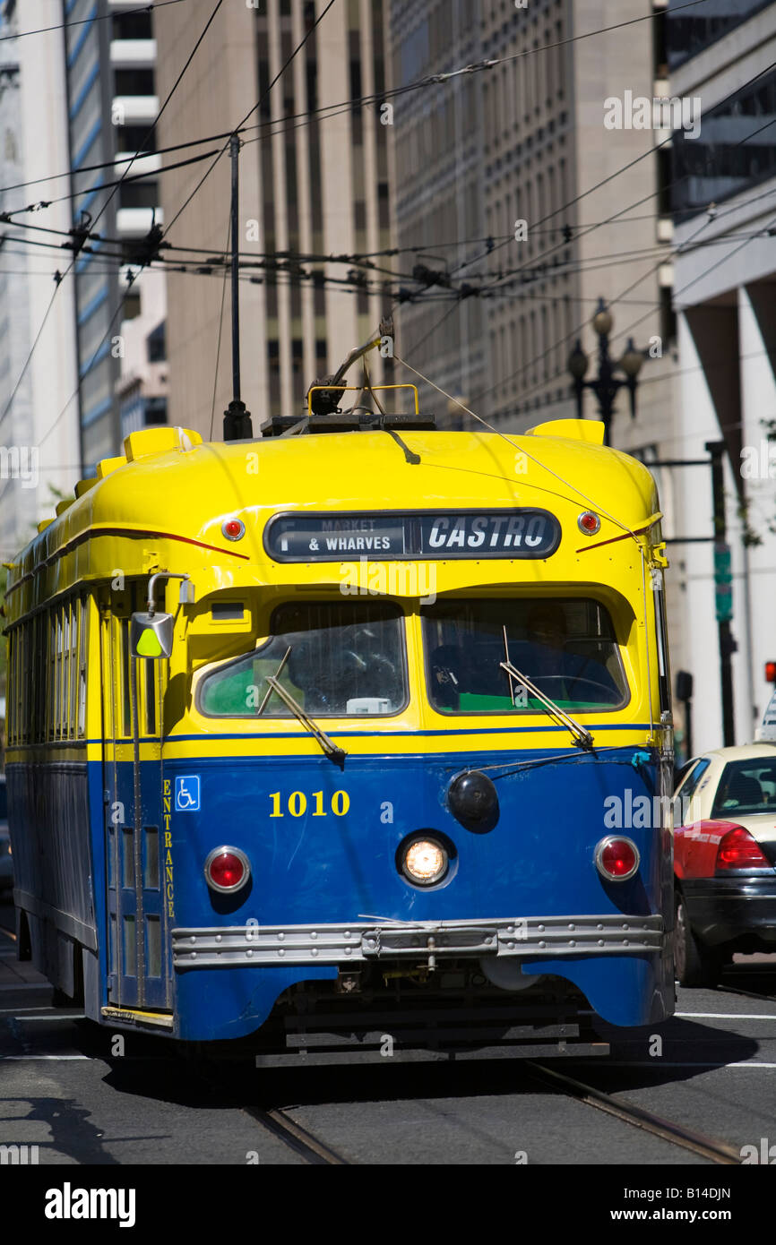 Yellow cable car San Francisco California USA Stock Photo Alamy